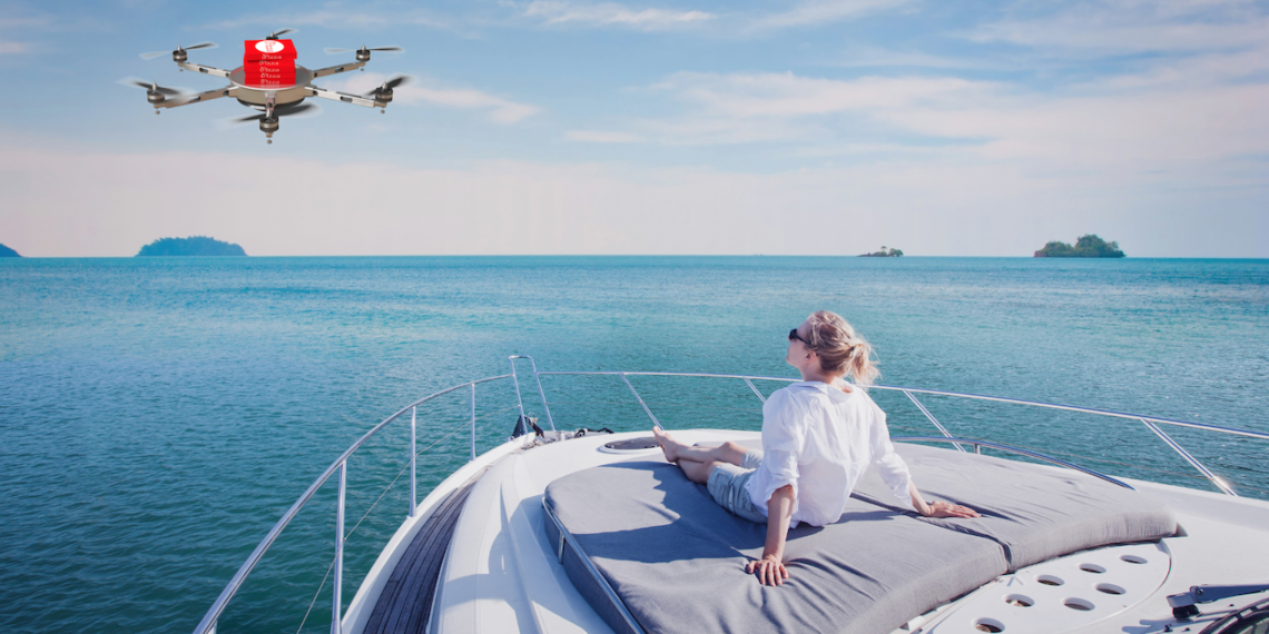 Yates de Ibiza reciben delivery por drones