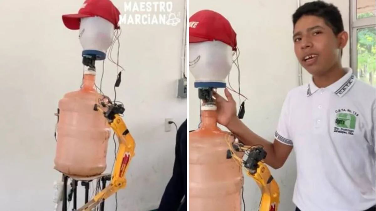 Estudiante de preparatoria crea robot con materiales reciclados