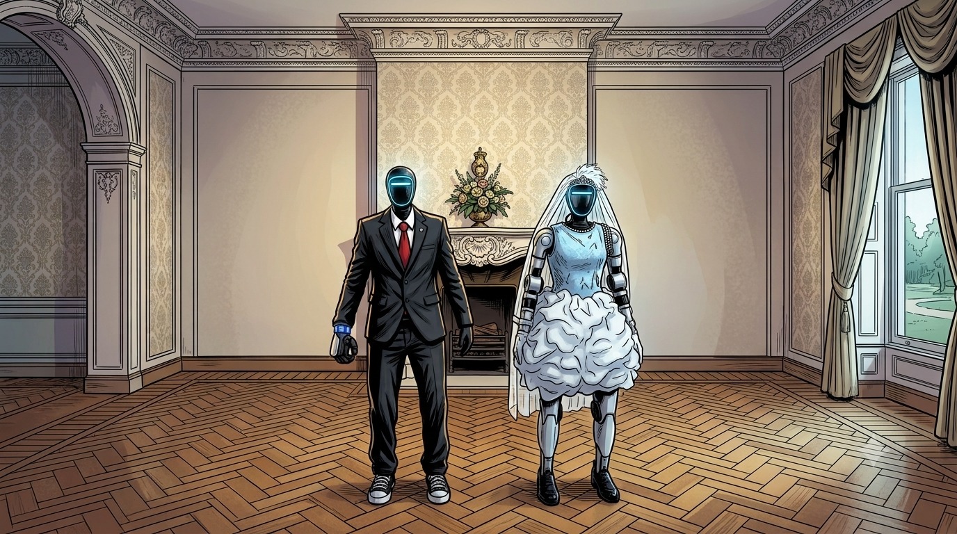 Primera boda entre robots humanoides en Moscú